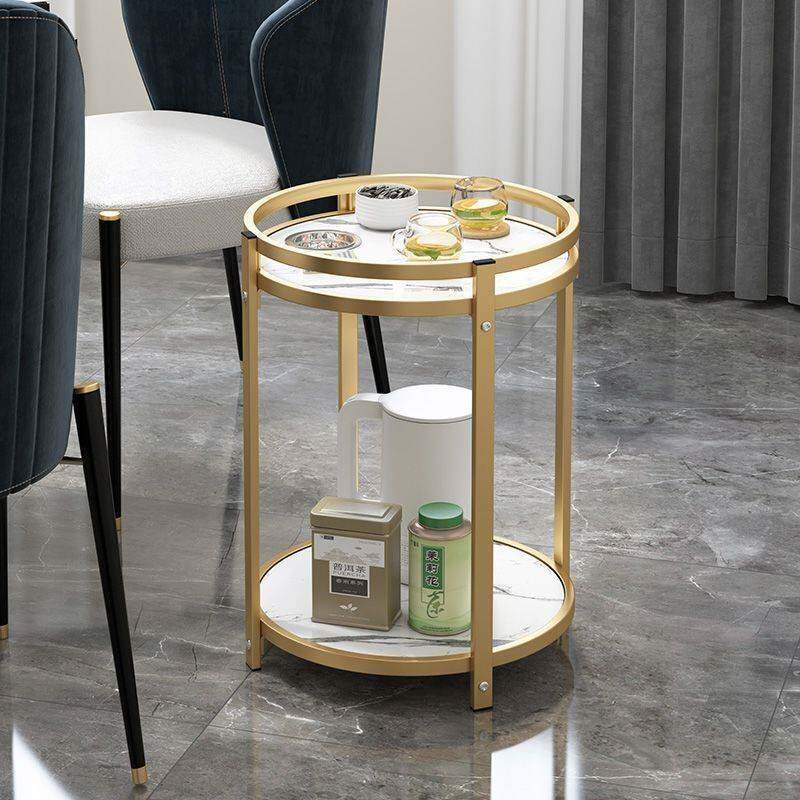 需定制麻将馆茶水架客厅专用移动小茶几麻将桌卧室双层圆桌子家用-图0