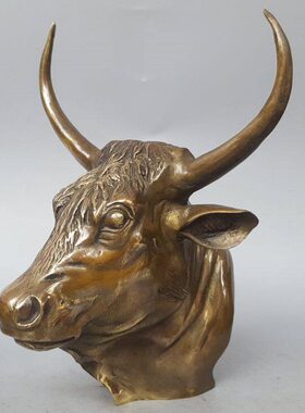 创意动物雕塑纯铜牛头摆件壁挂装饰牛头客厅装饰墙饰挂件餐馆壁挂