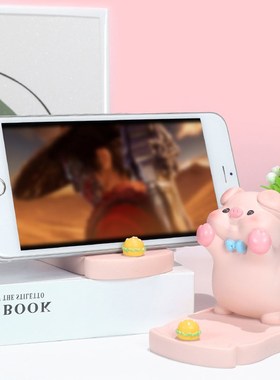 小猪手机桌面支h架可爱摆件办公室工位装饰治愈情绪稳定女生日礼