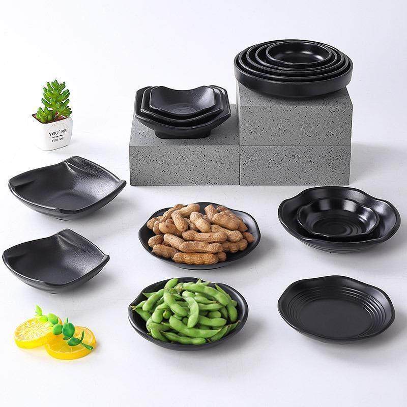 密胺餐具KTV酒吧专用小吃碟子泡菜碟黑色创意塑胶盘商用凉菜碟子,淘宝优惠券,粉丝福利购,淘宝优惠卷