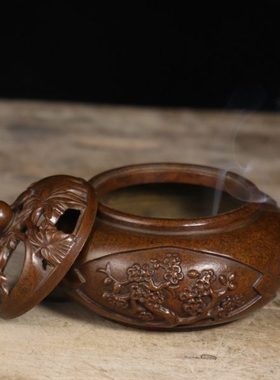 中式古典桌面装饰品小摆件铜香炉熏香炉纯铜檀香炉家用仿古小铜器