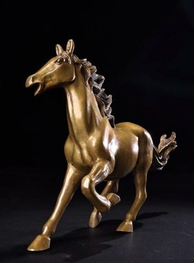 仿古纯铜奔马生肖马家居办公室玄关吧台装饰礼品摆件