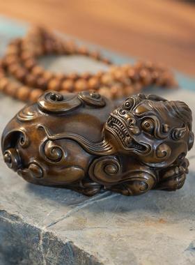 铜之美 黄铜貔貅摆件公母一对小号手工皮丘装饰品文房用品镇纸