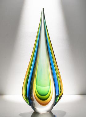 柏梵轻奢高档琉璃水晶摆件客厅玄关酒柜艺术水滴装饰摆件工艺品