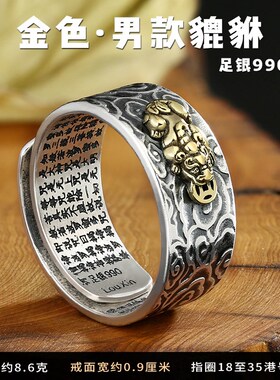 祥云心经戒指泰银男士貔貅国潮风时尚G百搭霸气潮男食指环个性潮