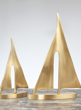 轻奢风高档纯铜一帆风顺摆件帆船办F公室客厅酒柜玄关售楼处装饰