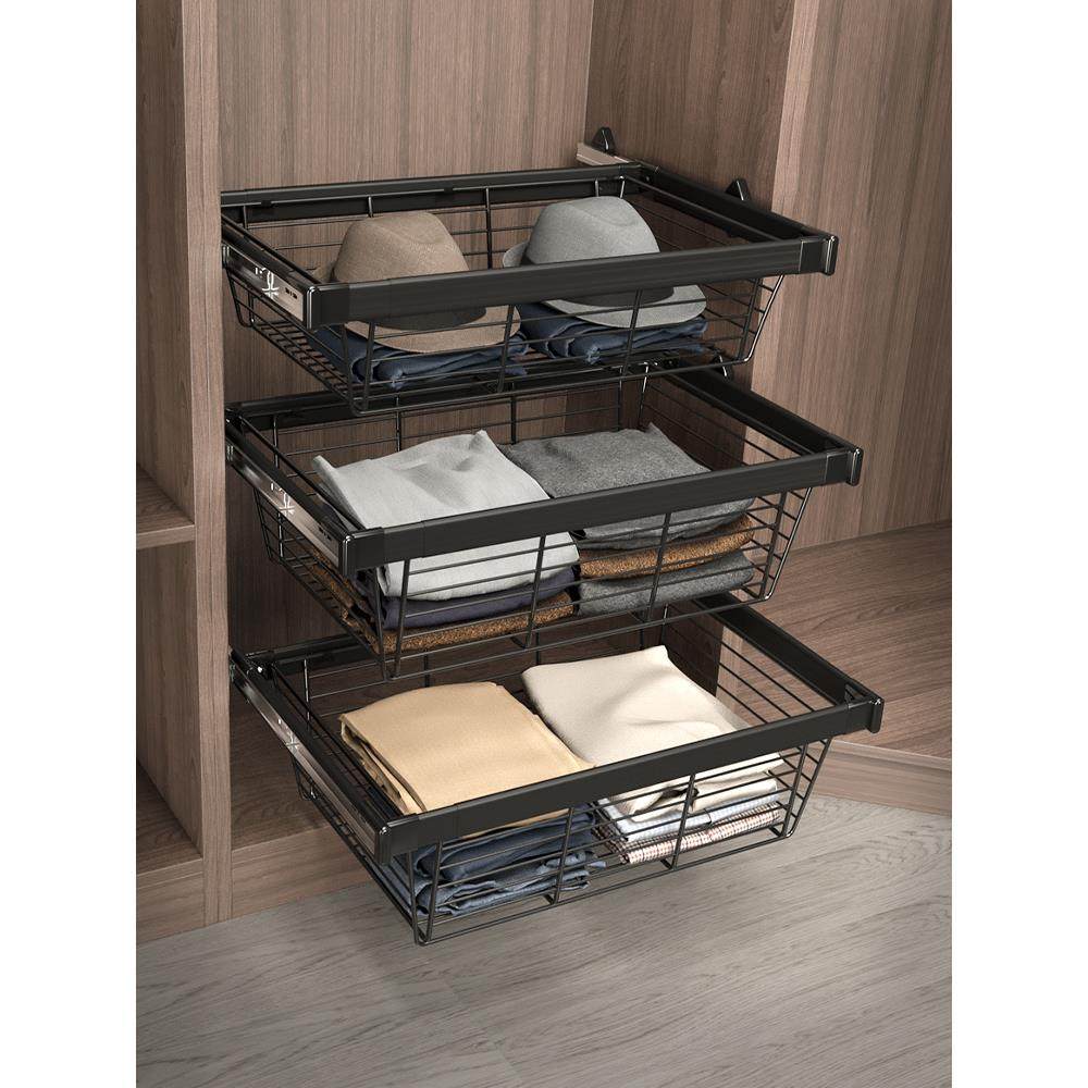 衣柜拉篮抽屉式抽拉篮伸缩裤架家用衣帽间拉篮内置收纳藤篮裤抽架,淘宝优惠券,粉丝福利购,淘宝优惠卷