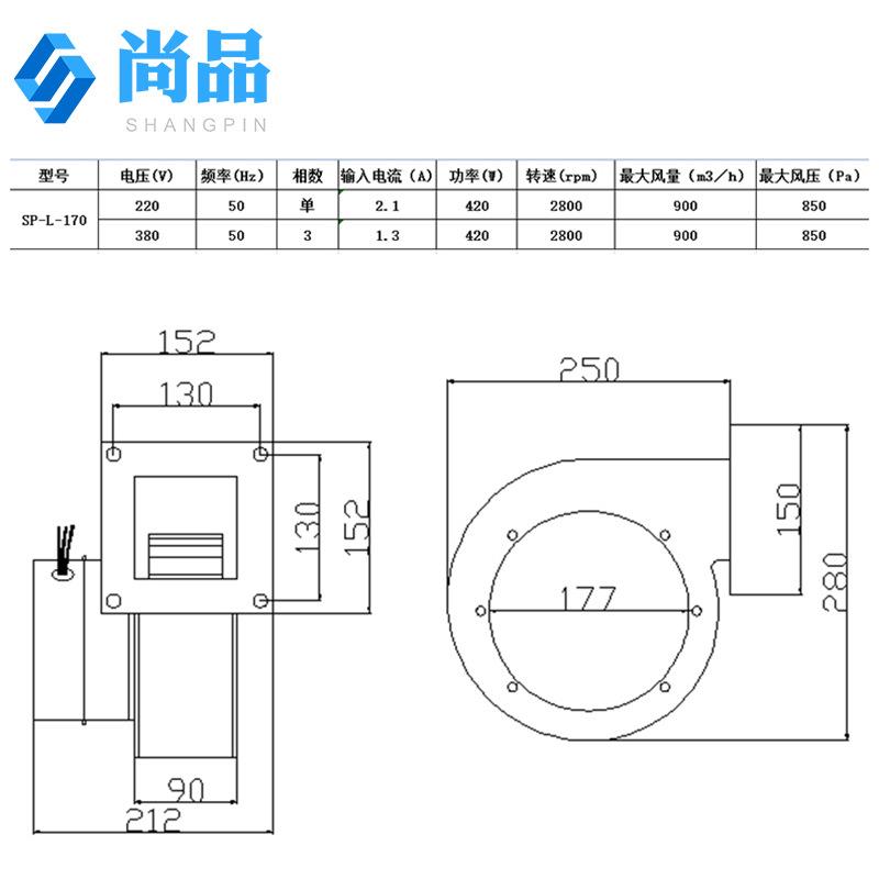 厂家SP-L-170离心风机风淋室低噪音通风钢板离心中压风机 - 图2