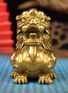 铜祥瑞麒麟手把件文房镇纸招财瑞兽工艺品随身把玩手把件摆件家饰