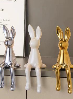 长耳兔子软装高级感酒柜装饰品摆件客厅电视玻璃柜轻奢高档家居