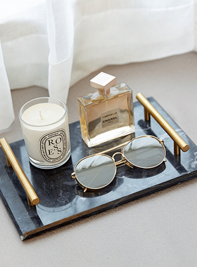 大理石托盘轻奢欧式现代卫生间收纳家居客厅实用T茶几软装饰品摆