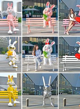 户外卡通座椅动物玻璃钢休闲公园椅商场景区网红美陈雕塑大摆件