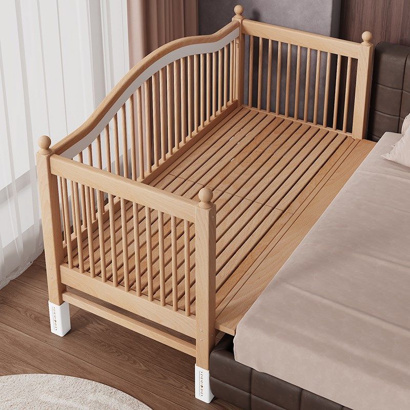 儿童拼接床高低可调婴儿实木加宽床大人可睡定制围栏可升降榉木床,淘宝优惠券,粉丝福利购,淘宝优惠卷