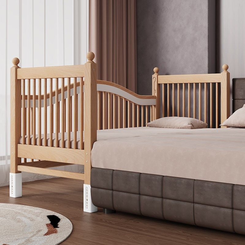 儿童拼接床高低可调婴儿实木加宽床大人可睡定制围栏可升降榉木床,淘宝优惠券,粉丝福利购,淘宝优惠卷