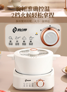 多功能快煮锅家用电炒锅鸳鸯火锅小型两件式可拆洗陶瓷不粘小电锅