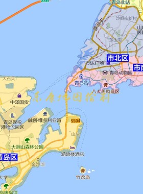 新款山 东青岛市行政区划地图办公室挂图高N清大尺寸可定制电子版
