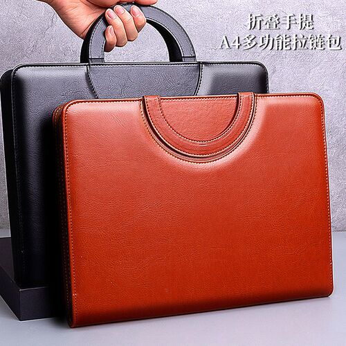 谈单夹皮质手提拉链公文包多功能A4文件夹带计算器商务经理夹 - 图2