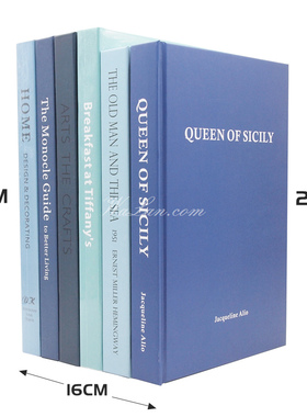 蓝色简约仿真书 样板房陈列装饰书 样板间装饰T品摆件 拍摄道具