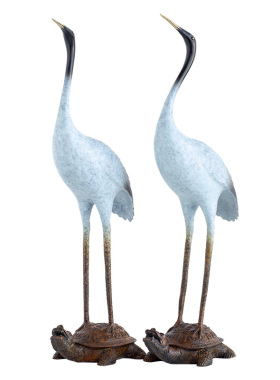 铜仙鹤摆件丹顶鹤一对家居客厅玄关办公室桌面装饰老人生日贺寿礼