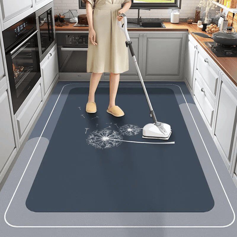 Wash-free kitchen floor mats are stain-resistant, water-proof, oil-proof and non-slip PEVC household large-area carpet floor mats.