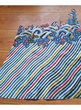 海水江崖补子刺绣纹布贴蓝色祥瑞波浪官服男女长款裙摆彩云浪纹