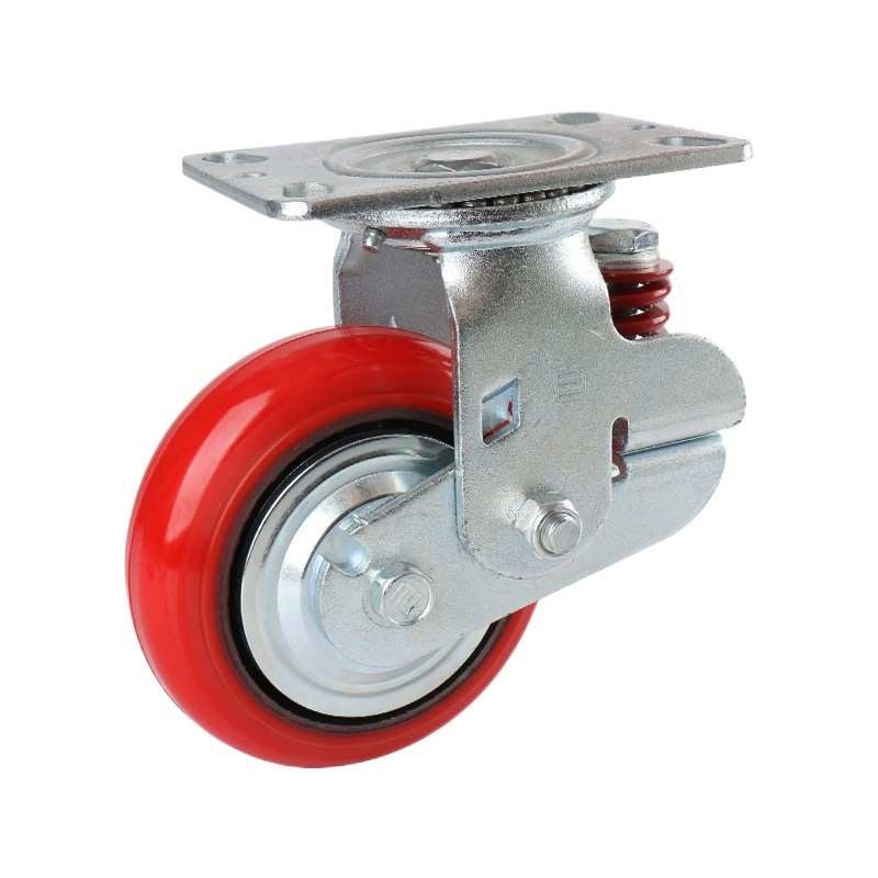 三固定直销聚氨酯轮万向铁芯韩式弹簧减震重型刹车踏板pu工业松脚 - 图2