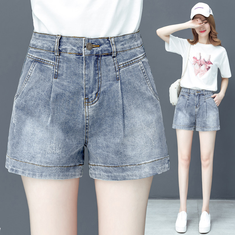 高腰牛仔2020新款夏季韩版宽松短裤 纤丝朵休闲裤