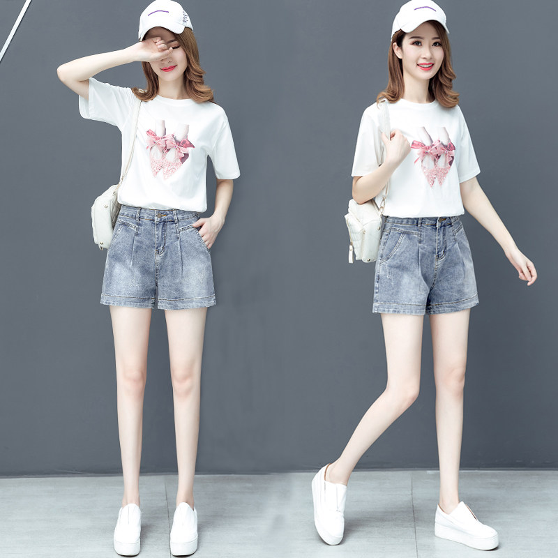 高腰牛仔2020新款夏季韩版宽松短裤 纤丝朵休闲裤