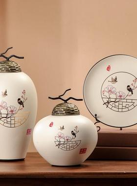 新中式古装国风家居客厅摆件花瓶电视柜玄关博古架茶室陶瓷装饰品