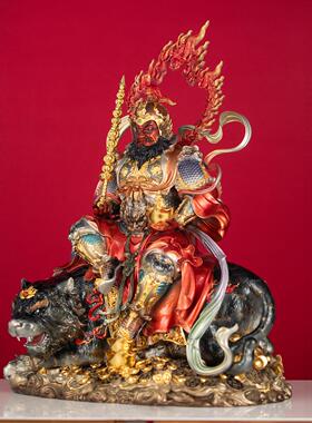 武财神赵公明神像黑虎赵玄坛摆件中路财神赵元帅骑虎铜像招财家用