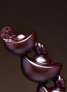 黑檀木招财进宝桌面摆件实木质客厅店铺中式玄关财源滚滚开业送礼