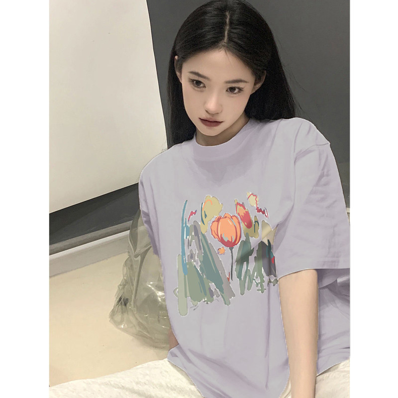 大码女短袖t恤胖mm夏装宽松时尚显瘦冰玫瑰黑色纯棉休闲上衣200斤,淘宝优惠券,粉丝福利购,淘宝优惠卷