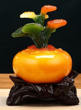 富贵吉祥灵芝聚宝盆摆件招财客厅酒柜前台装饰品店铺乔迁开业礼物