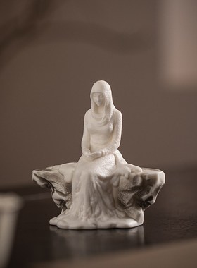 冰雕雪女创意陶瓷摆件仕女禅意家居客厅玄关酒柜博古架装饰艺术品