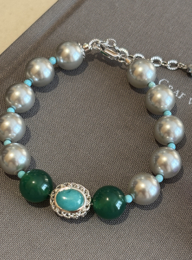 真多麻灰珍珠手链女款