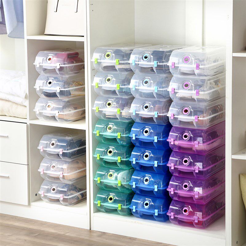 10个装加厚鞋盒塑料鞋子收纳盒叠加式家用鞋柜鞋架宿舍收纳省空间,淘宝优惠券,粉丝福利购,淘宝优惠卷