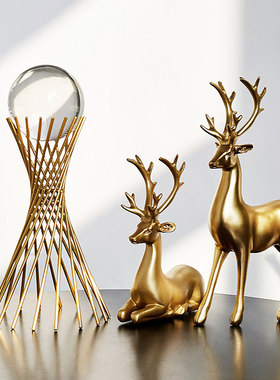 轻奢办公室水晶球创意摆件家居玄关E客厅电视柜酒柜装饰品现代简