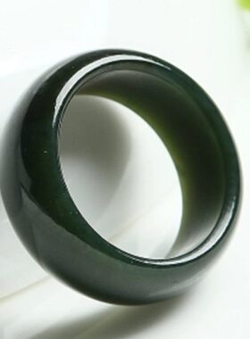 和田玉墨青玉戒指 天然玉石指环男女情侣款 玉器戒指珠宝手饰新疆