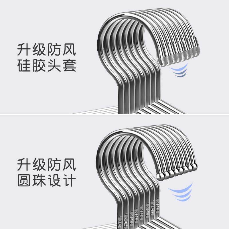 不锈钢衣架304家用宿舍凉晾晒铁衣服架子加粗加厚的衣撑子衣挂钩,淘宝优惠券,粉丝福利购,淘宝优惠卷