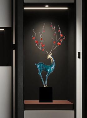 客厅大型落地梅花鹿玄关壁龛柜大摆件轻奢高档装饰品乔迁新居礼品