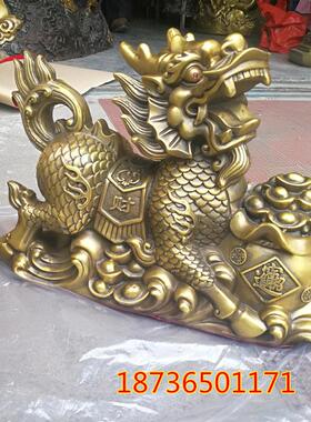 纯铜麒麟献宝招财麒麟聚宝盆财富麒麟居家送礼铜器装饰礼品摆件