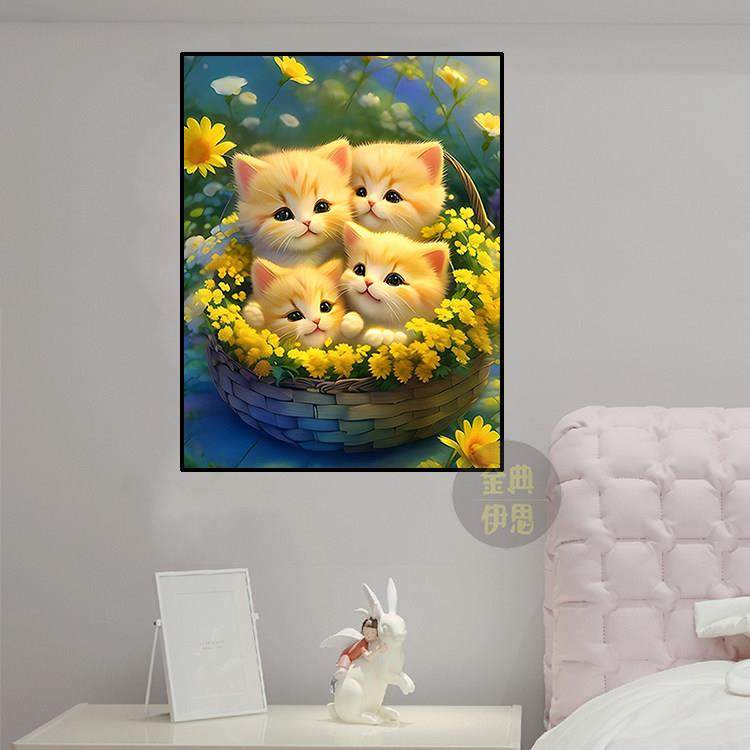 猫咪钻石画2024新款动物手工5d点贴钻十字绣客厅儿童卧室床头满钻,淘宝优惠券,粉丝福利购,淘宝优惠卷