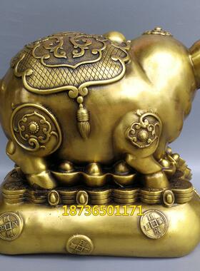 纯铜猪生肖猪元宝袋猪富足旺财存钱罐储存罐装饰铜器工艺摆件