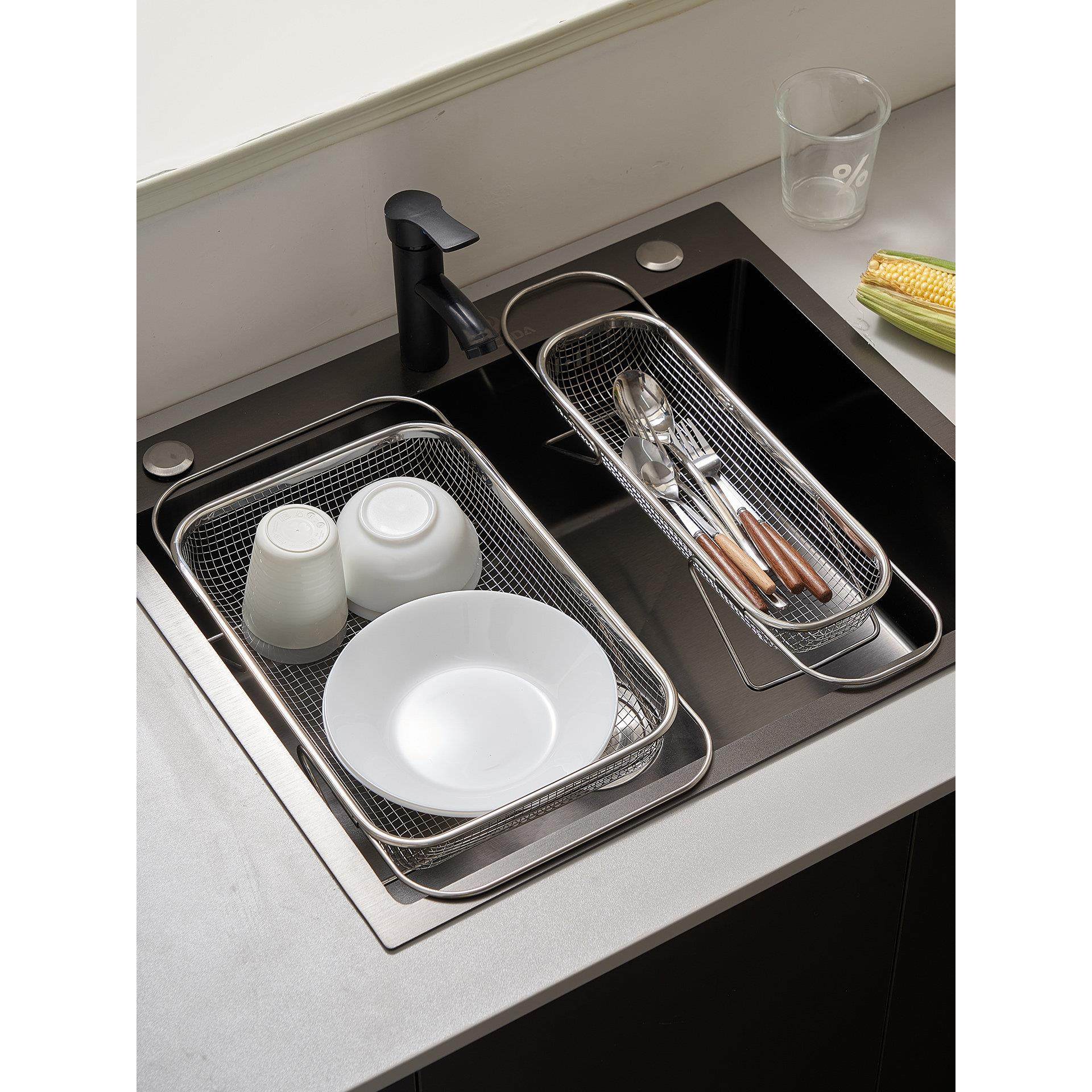 家用水槽沥水篮304不锈钢洗碗池洗菜盆伸缩厨房置物架碗碟收纳架,淘宝优惠券,粉丝福利购,淘宝优惠卷