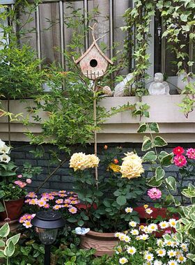 爬藤架庭院花园 鸟窝铁艺户外做旧花乡村园艺小插花架品 美式花园