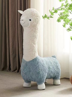 智能语音网红创意羊驼座椅凳子动物落地摆件客Q厅装饰乔迁新居礼