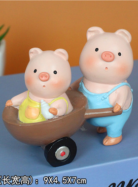 小猪汽车内c饰品摆件创意个性可爱男女高档漂亮办公室树脂动物新