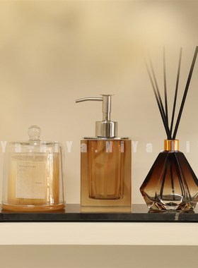 NiYa【大理石托盘组合】样板房化妆室洗手台Q水晶按压瓶香薰摆件