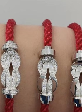 不掉色8字马蹄扣红绳转运手链情侣款男女百O搭饰品镀玫瑰金平安结