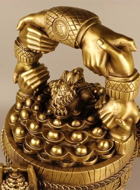 纯铜一桶金摆件招财进宝元宝如意工艺品J店铺桌面装饰礼品存钱水